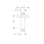 27418000 Hansgrohe Ceiling Connector 100mm_Stiles_TechDrawing_Image