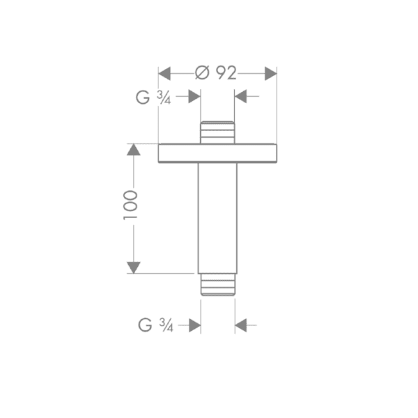 27418000 Hansgrohe Ceiling Connector 100mm_Stiles_TechDrawing_Image