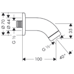 27438000 Hansgrohe Shower Arm 100mm_Stiles_TechDrawing_Image