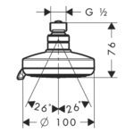 27443000 Hansgrohe Croma 100 Multi Shower Head_Stiles_TechDrawing_Image