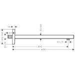 27694140 Hansgrohe Brushed Bronze Rectangular Shower Arm 390mm_Stiles_TechDrawing_Image