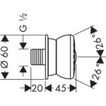 28466000 Hansgrohe Bodyvette Body Shower Head with Rubit_Stiles_TechDrawing_Image