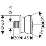 28467000 Hansgrohe Bodyvette Body Shower Head with Stop_Stiles_TechDrawing_Image