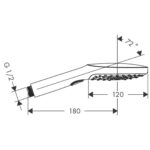 26521000 Hansgrohe Raindance Select E EcoSmart Hand Shower 120mm_Stiles_TechDrawing_Image