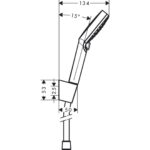 26691400 Hansgrohe Crometta White Chrome Hand Shower Set 100mm Vario with Hose 1250mm_Stiles_TechDrawing_Image