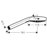 26814400 Hansgrohe Croma E White Chrome Hand Shower 110mm_Stiles_TechDrawing_Image