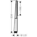 26866990 Hansgrohe Rainfinity Baton Polished Gold Optic Hand Shower 100mm_Stiles_TechDrawing_Image