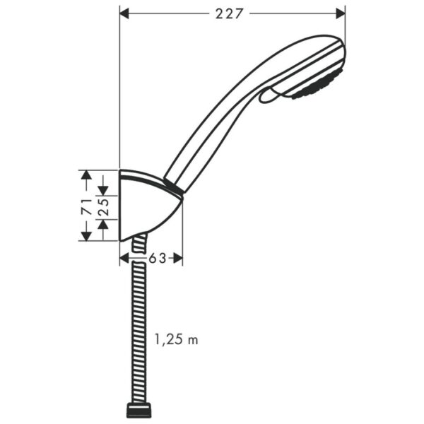 27558000 Hansgrohe Crometta 85 Hand Shower Set Vario with Hose 1250mm_Stiles_TechDrawing_Image
