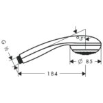 28561000 Hansgrohe Crometta 85 Hand Shower Mono Green_Stiles_TechDrawing_Image