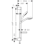 26566400 Hansgrohe Croma Select S White Chrome Shower Rail Set 110mm_Stiles_TechDrawing_Image