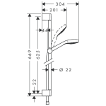 26582400 Hansgrohe Croma Select E White Chrome Hand Shower Set Vario with Bar_Stiles_TechDrawing_Image