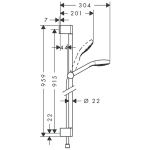 26592400 Hansgrohe Croma Select E White Chrome Hand Shower Set Vario with Bar_Stiles_TechDrawing_Image