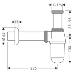 52053000 Hansgrohe Cup Shaped Trap Standard_Stiles_TechDrawing_Image