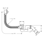 58141180 Hansgrohe Flexaplus Bath Waste and Overflow_Stiles_TechDrawing_Image