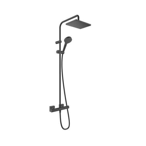 26097670 Hansgrohe Vernis Shape Matt Black EcoSmart Showerpipe with Thermostat_Stiles_Product_Image