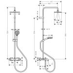 26284000 Hansgrohe Vernis Shape Showerpipe Set with Thermostat_Stiles_TechDrawing_Image