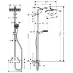 27281000 Hansgrohe Crometta E EcoSmart Showerpipe Set_Stiles_TechDrawing_Image