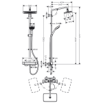 27660000 Hansgrohe Croma E EcoSmart Shower Set with Thermostat_Stiles_TechDrawing_Image
