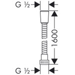 28266000 Hansgrohe MetaFlex Shower Hose 1650mm_Stiles_TechDrawing_Image