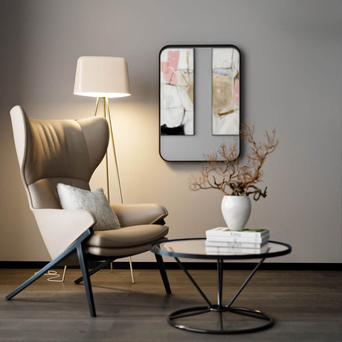 Paramount Mirrors Contemporary Addis Small Black Mirror 910x630mm_Stiles_Lifestyle_Image