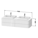 HP4974 B3939 Duravit Happy D.2 Plus Satin Matt Nordic White Vanity Unit 1600x550mm_Stiles_TechDrawing_Image