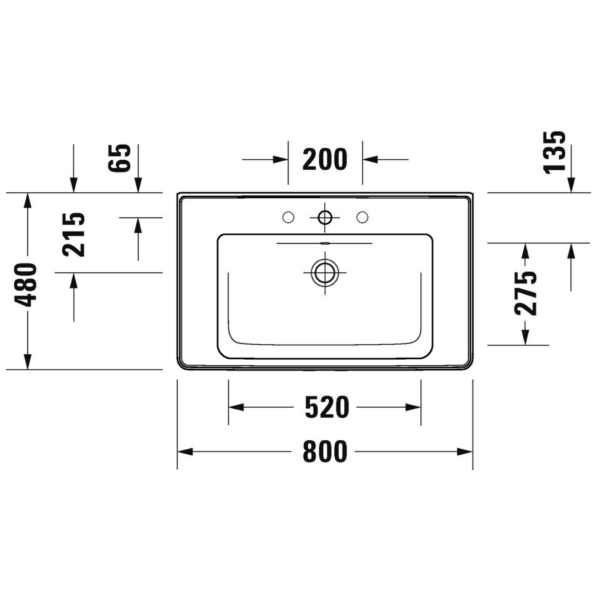236780 Duravit D-Neo Gloss White Furniture Basin 480x800x165mm_Stiles_TechDrawing_Image