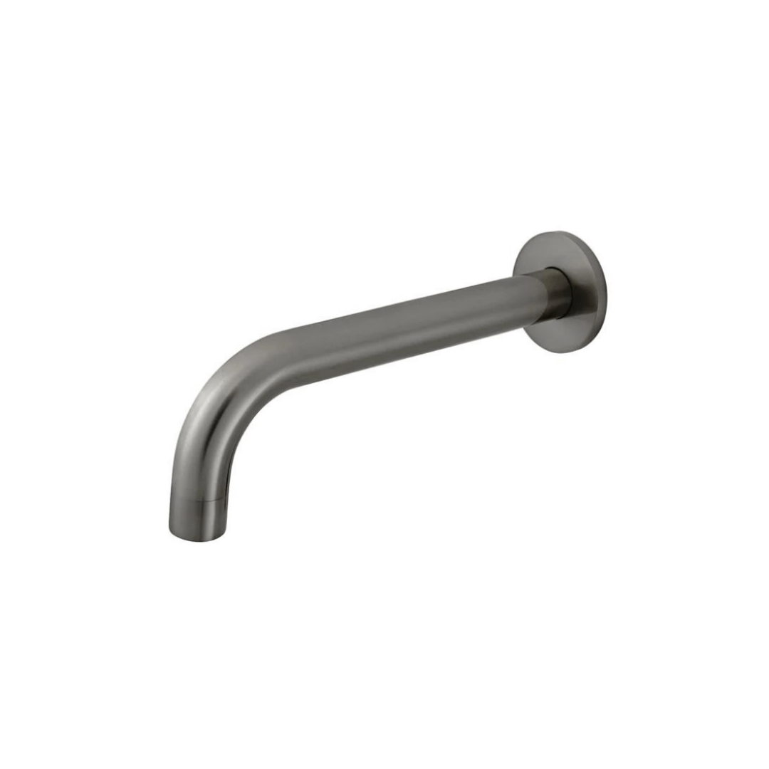 Meir Round Curved Gun Metal Wall-type Bath Spout 200mm - Stiles