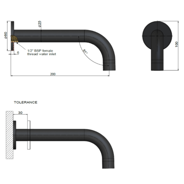 MS05-PVDGM Meir Round Curved Gun Metal Wall Bath Spout_Stiles_TechDrawing_Image