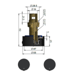 MW11 Meir Matt Black Circular Wall Tap_Stiles_TechDrawing_Image