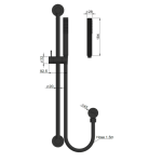 MZ0402-R-PVDBN Meir Round Brushed Nickel Hand Shower on Rail Column_Stiles_TechDrawing_Image 2