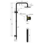 MZ0704-R-CH Meir Round Champagne Combination Shower Rail Set 200mm _Stiles_TechDrawing_Image 2