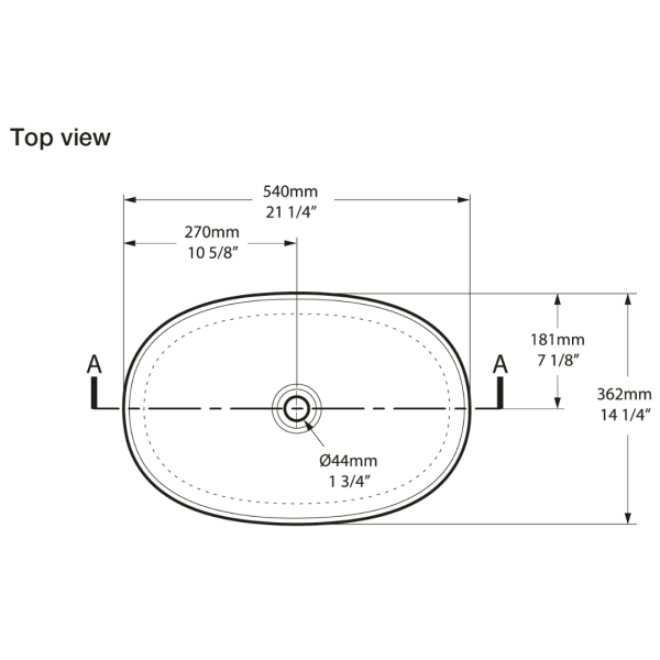 V+A Ios 54 White Gloss Counter Top Basin 362x540x125mm_Stiles_TechDrawing_Image