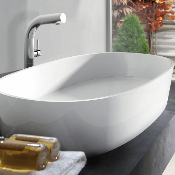 V+A Ios 80 White Gloss Counter Top Basin 432x810x147mm_Stiles_Lifestyle_Image