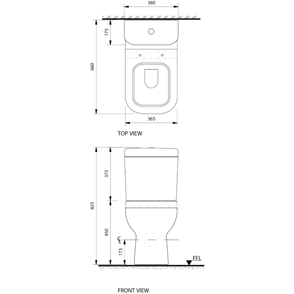 Betta Mirage Close Coupled Toilet Suite (with Wooden seat)_Stiles_TechDrawing_Image2