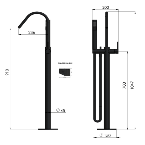 MB09PN-C Meir Round Pinless Freestanding Bath Spout and Hand Shower_Stiles_TechDrawing_Image
