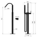 MB09PN-CH Meir Round Champagne Pinless Freestanding Bath Spout and Hand Shower_Stiles_TechDrawing_Image