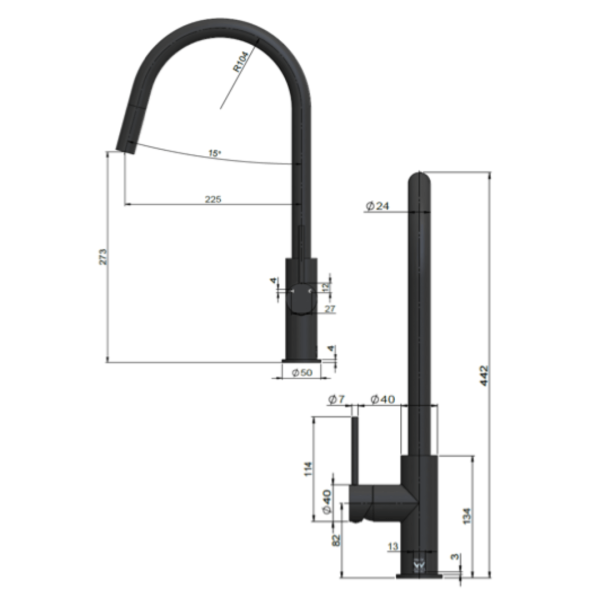MK17-C Meir Round Piccola Pull Out Kitchen Mixer Tap_Stiles_TechDrawing_Image