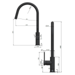 MK17-PVDBN Meir Round Piccola Brushed Nickel Pull Out Kitchen Mixer Tap_Stiles_TechDrawing_Image