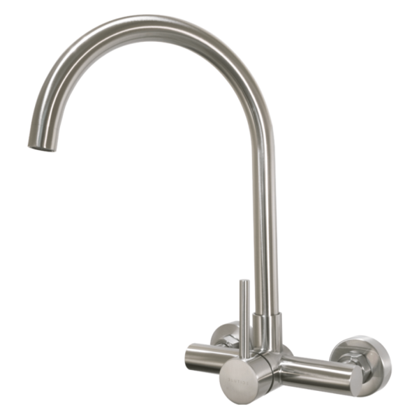 Blutide Moon Brushed Stainless Steel Wall-type J-Spout Sink Mixer_Stiles_Product_Image