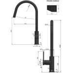 MK17PN Meir Piccola Round Matt Black Pinless Handle Pull Out Kitchen Mixer_Stiles_TechDrawing_Image