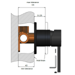 MW03PD-FIN Meir Round Matt Black Paddle Handle Wall Mixer_Stiles_TechDrawing_Image 2