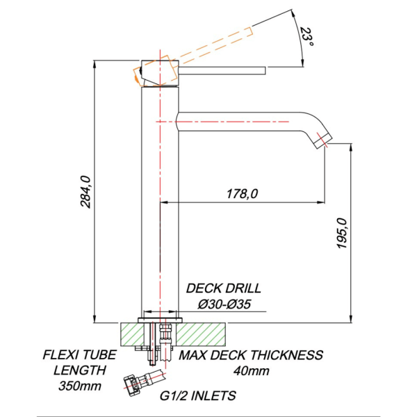 NM00012 Blutide Neo Tall Basin Mixer_Stiles_TechDrawing_Image