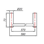 SA08824B Blutide Black Single Towel Rail 600mm_Stiles_TechDrawing_Image