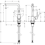 31817343 Hansgrohe Decor Brushed Black Chrome Sink Mixer 280_Stiles_TechDrawing_Image