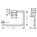 41754140 Hansgrohe AddStoris Brushed Bronze Towel Ring_Stiles_TechDrawing_Image