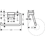 41771670 Hansgrohe AddStoris Matt Black Roll Holder_Stiles_TechDrawing_Image