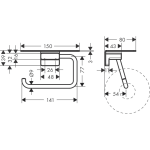 41772670 Hansgrohe AddStoris Matt Black Roll Holder with Shelf_Stiles_TechDrawing_Image