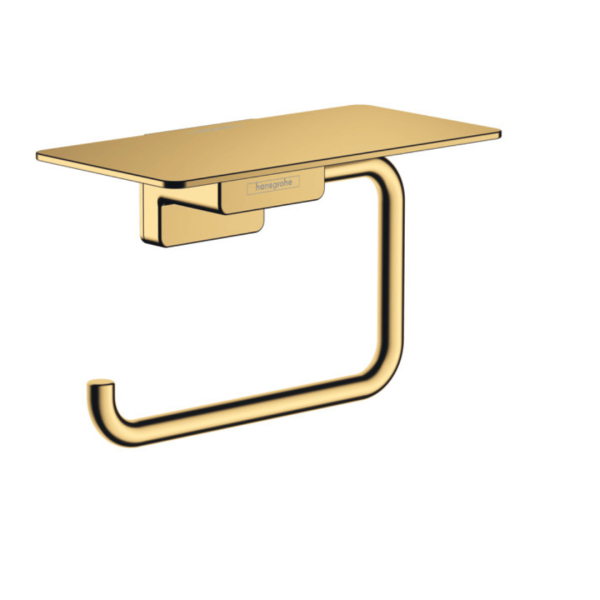 41772990 Hansgrohe AddStoris Polished Gold Optic Roll Holder with Shelf_Stiles_Product_Image