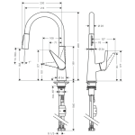 72813003 Hansgrohe Talis M51 Kitchen Mixer 200_Stiles_TechDrawing_Image