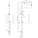 MZ07B-C Meir Polished Chrome Shower Rail and Hose_Stiles_TechDrawing_Image